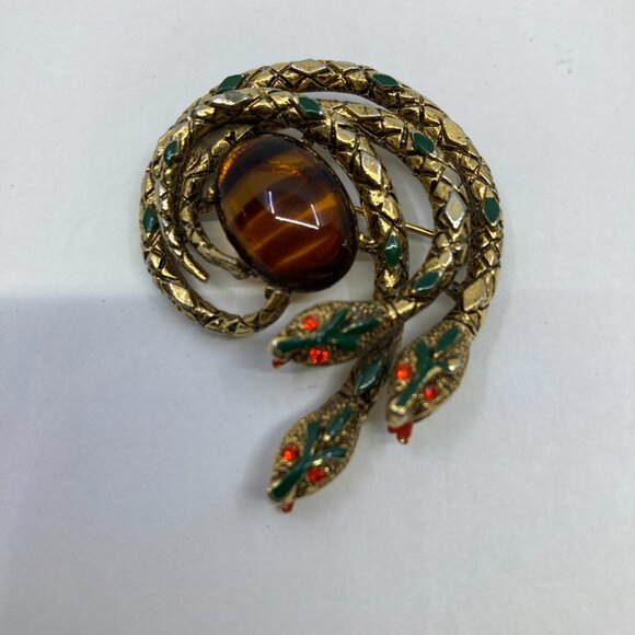 Vtg 1970 ART Arthur Pepper enamel snake cobra brooch - Picture 2 of 3